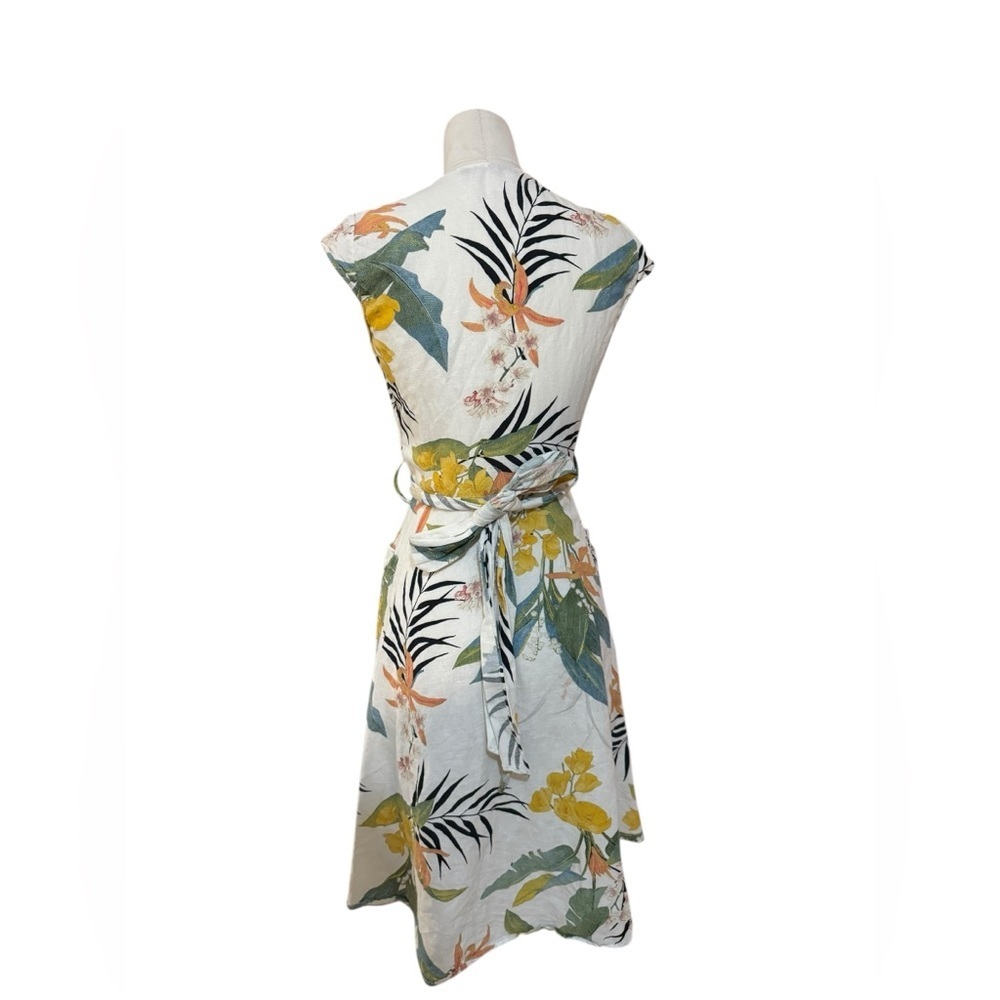Zara Basic 100% Linen Tropical Floral Button Dress XS - Picture 5 of 9